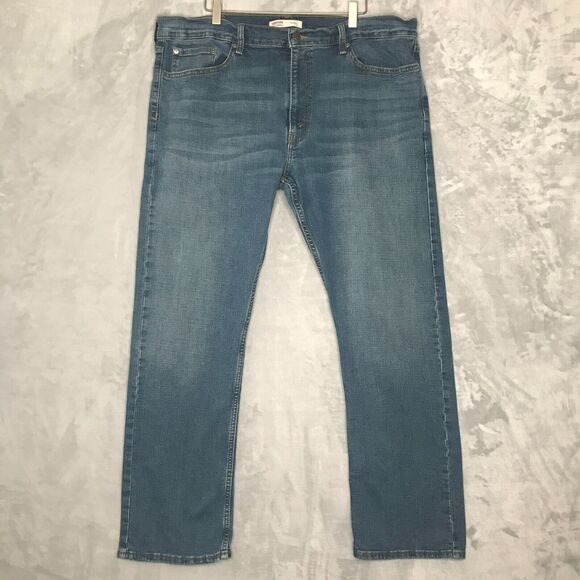 Levis Signature Straight Mens 40*32 Blue Pockets Denim Flat Front - Picture 1 of 8